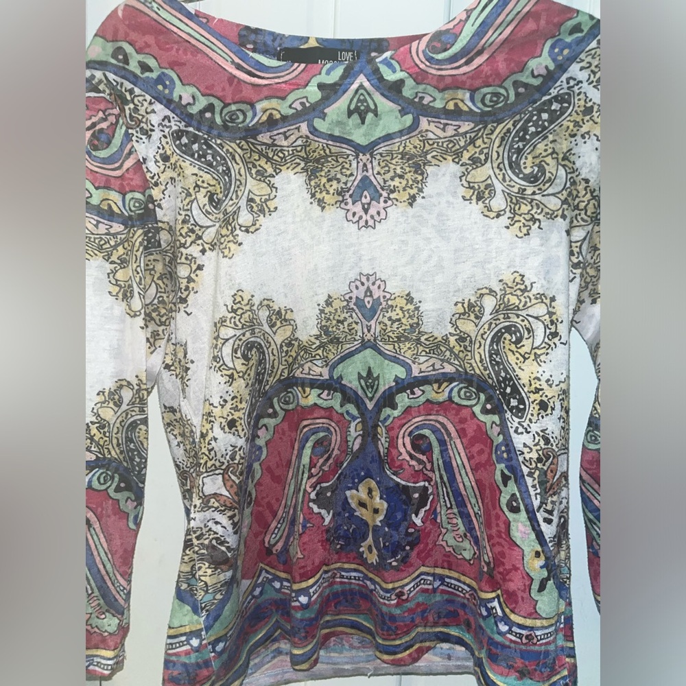 Colourful Paisley Print Long Sleeve Blouse